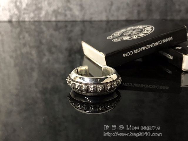 chrome hearts銀飾 克羅心精緻開口十字戒指 純手工 熏黑做舊 克羅心925純銀戒指  gjc1925